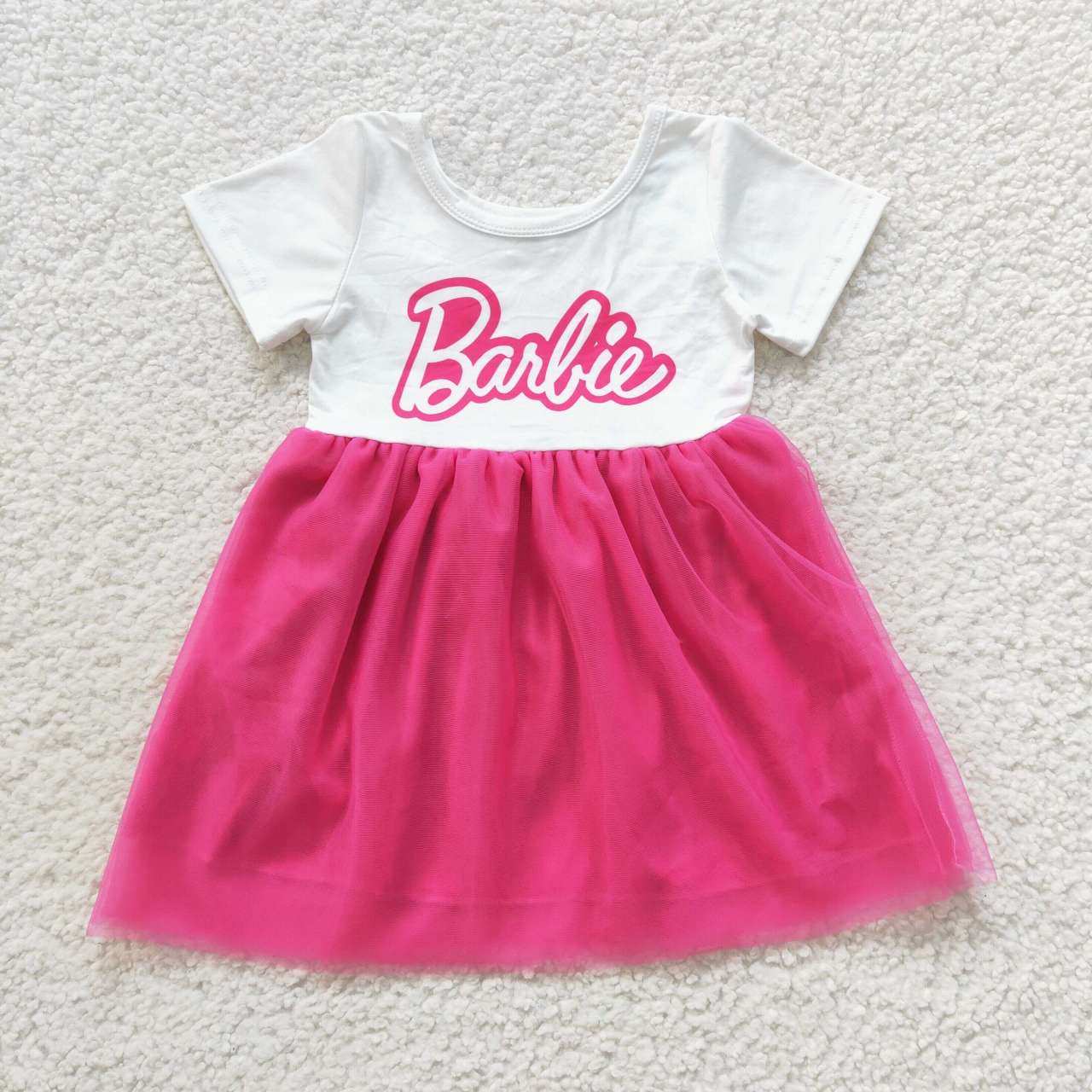 GSD0461 pink letter tulle rose red short-sleeved dress