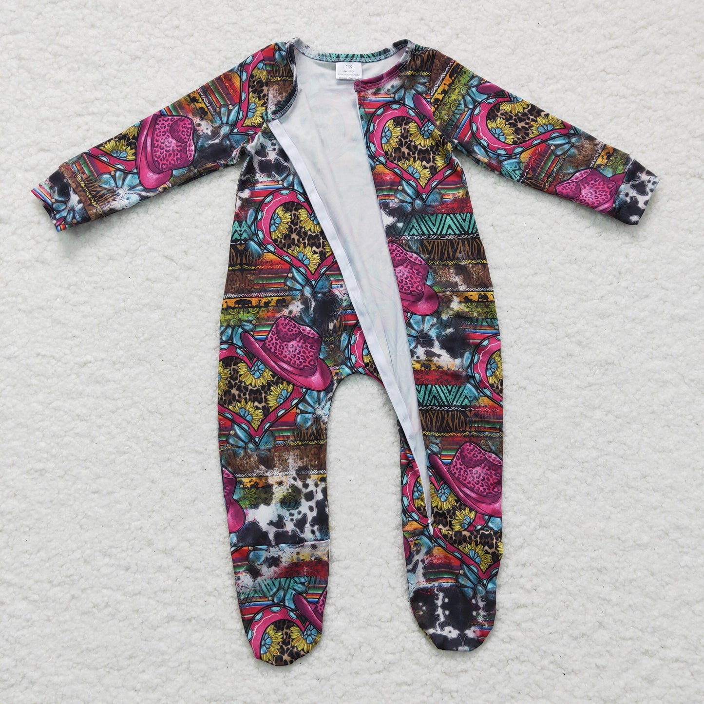 kids clothing cowgirl heart valentine baby romper