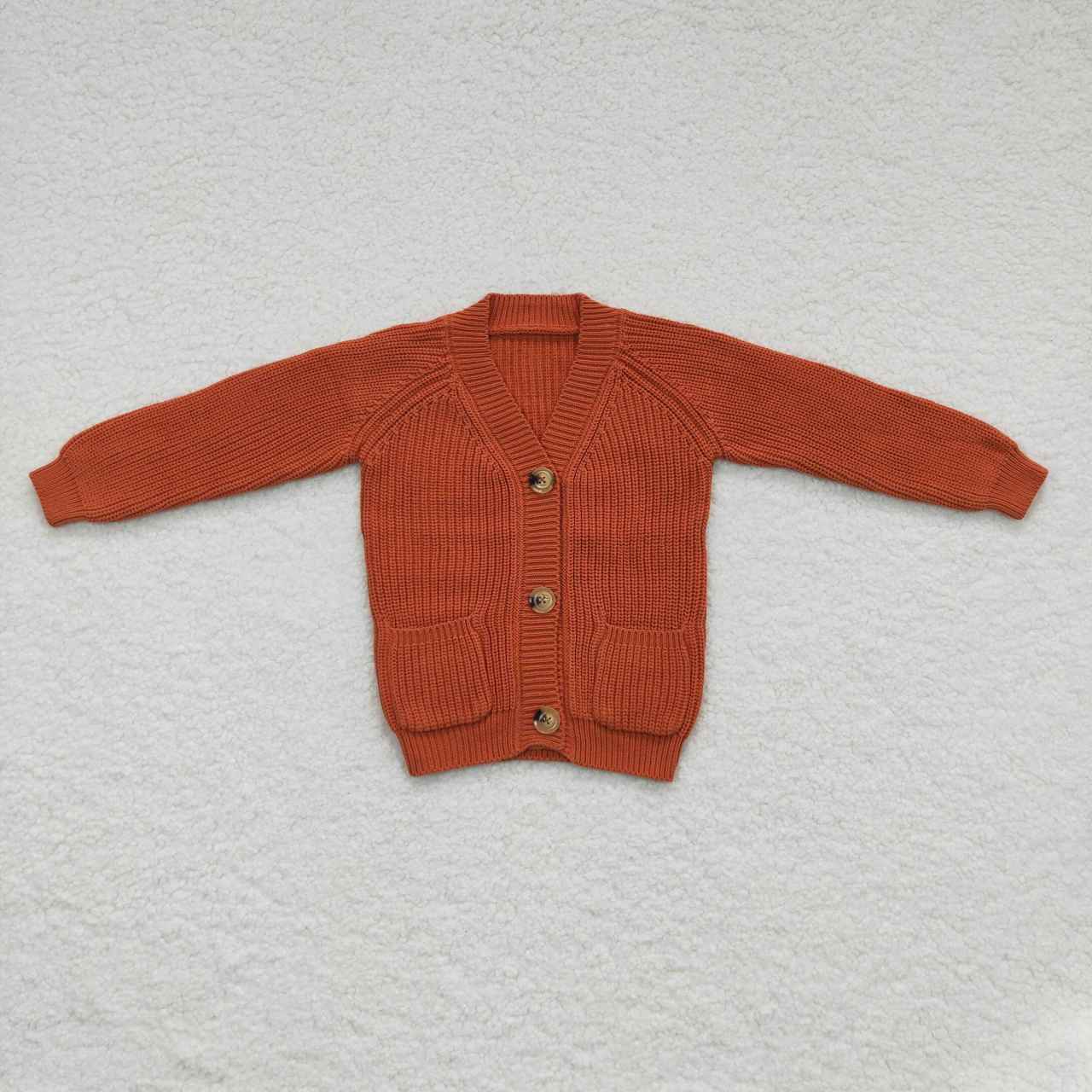 GT0242 Caramel Pocket Button Cardigan Long Sleeve Sweater