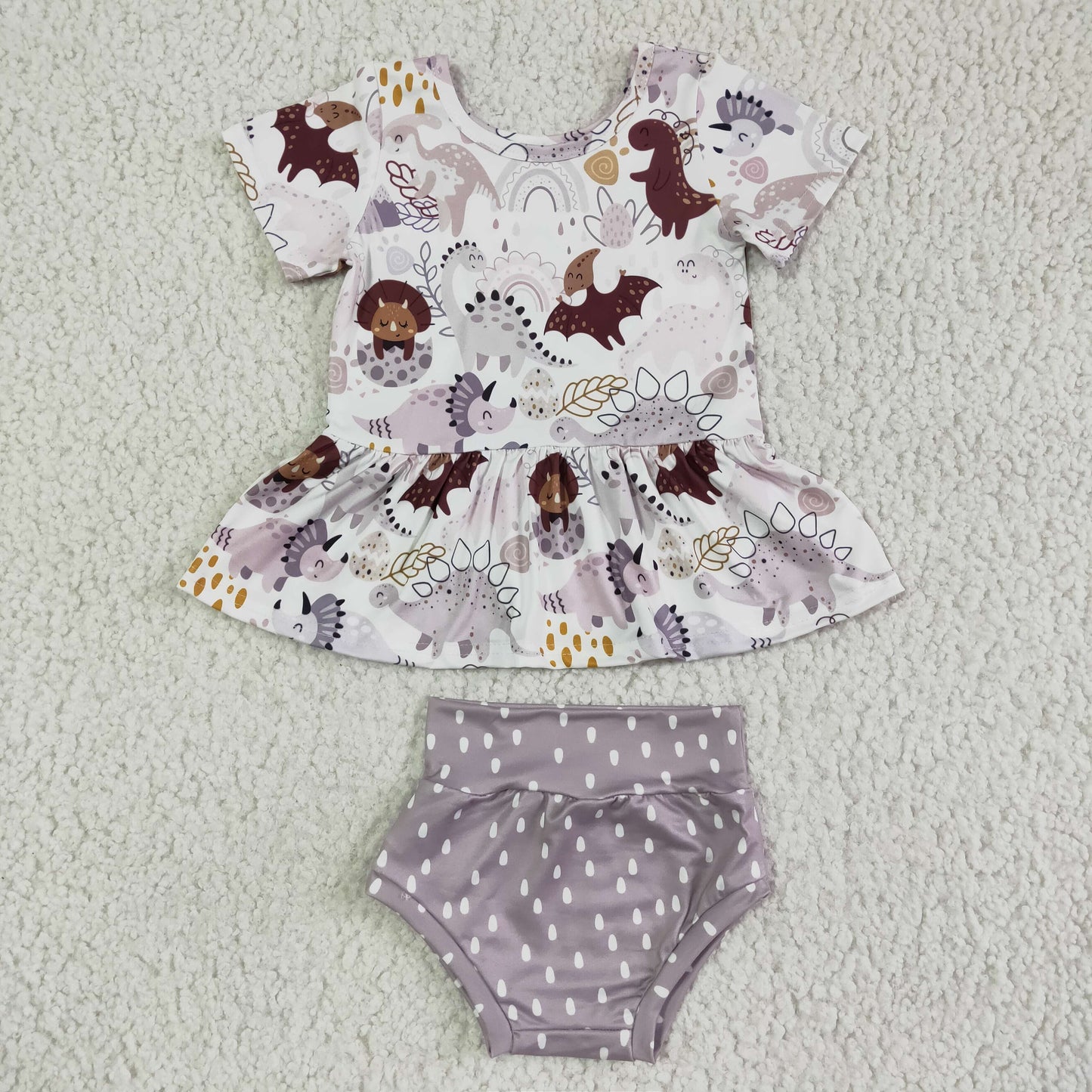 GBO0031 Baby girls dinosaur bummie summer sets D 3.1