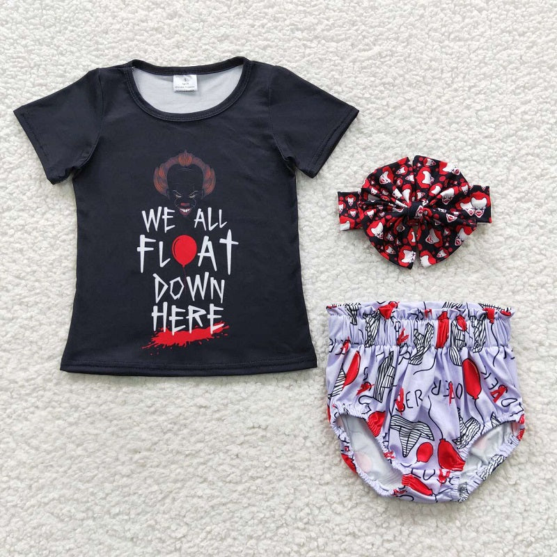 GBO0171 we all float down letter balloon clown black short-sleeved purple briefs headwear suit