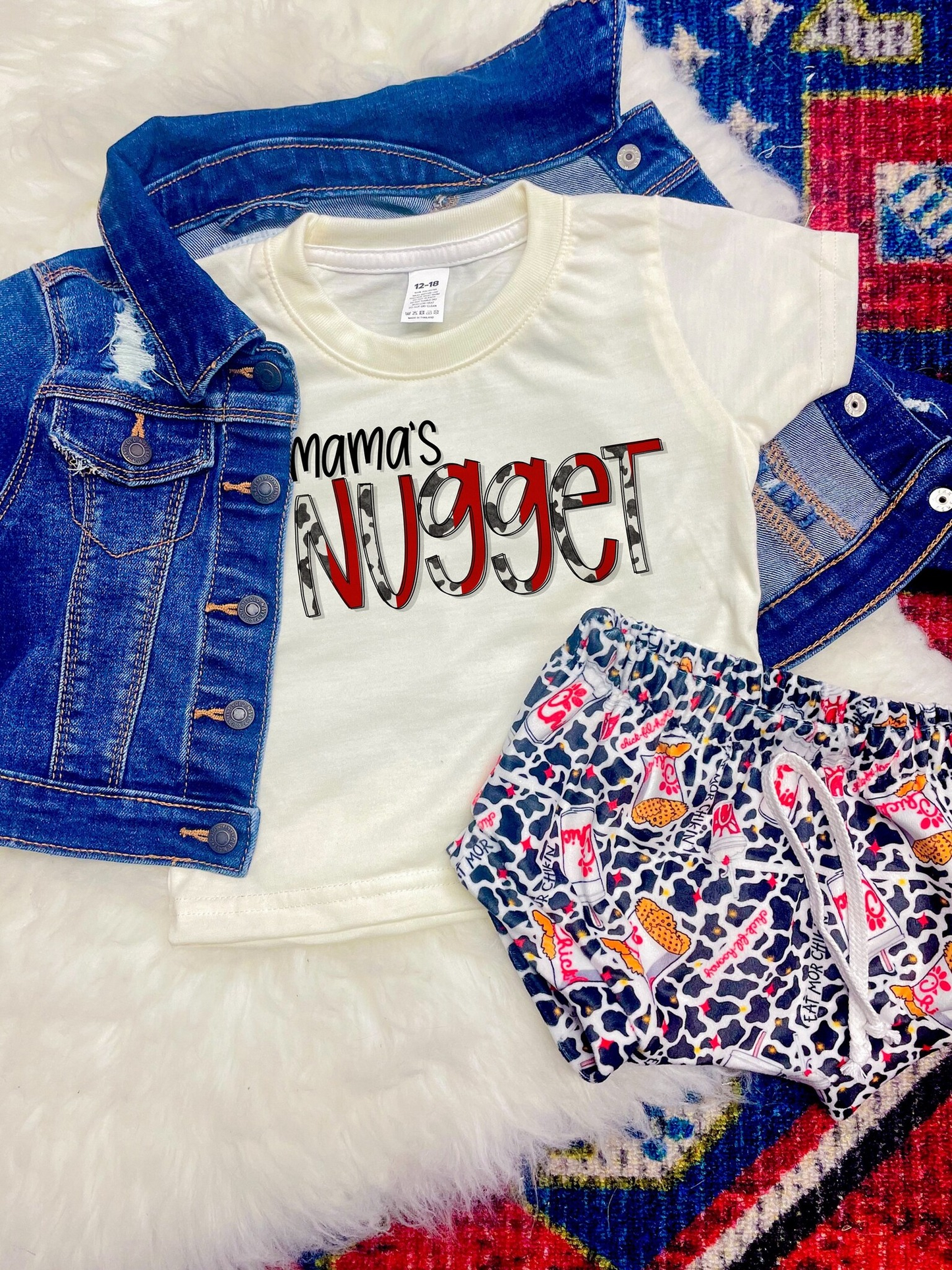 preorder GBO0336 mama's nugget white short-sleeved cow pattern briefs set