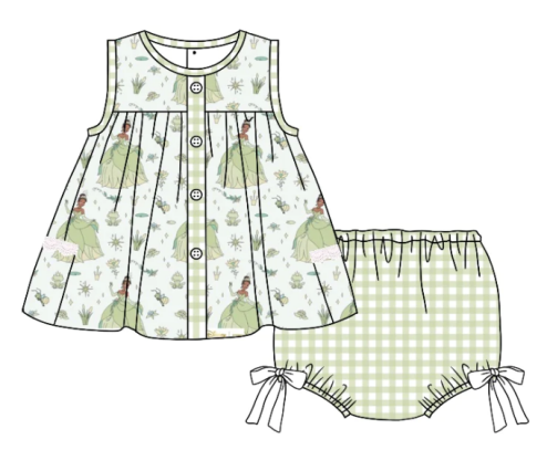 presale GBO0358 Princess light green sleeveless plaid briefs suit