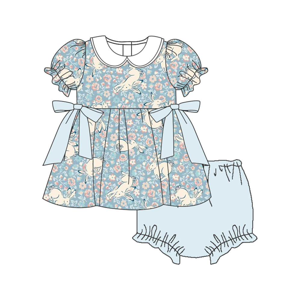 presale GBO0444 Flower rabbit light blue bowknot doll collar short-sleeved briefs suit 2024 9.28