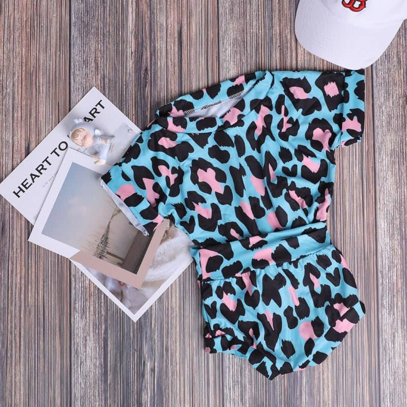 presale GBO0448 Leopard print blue short-sleeved briefs set 2024 10.22