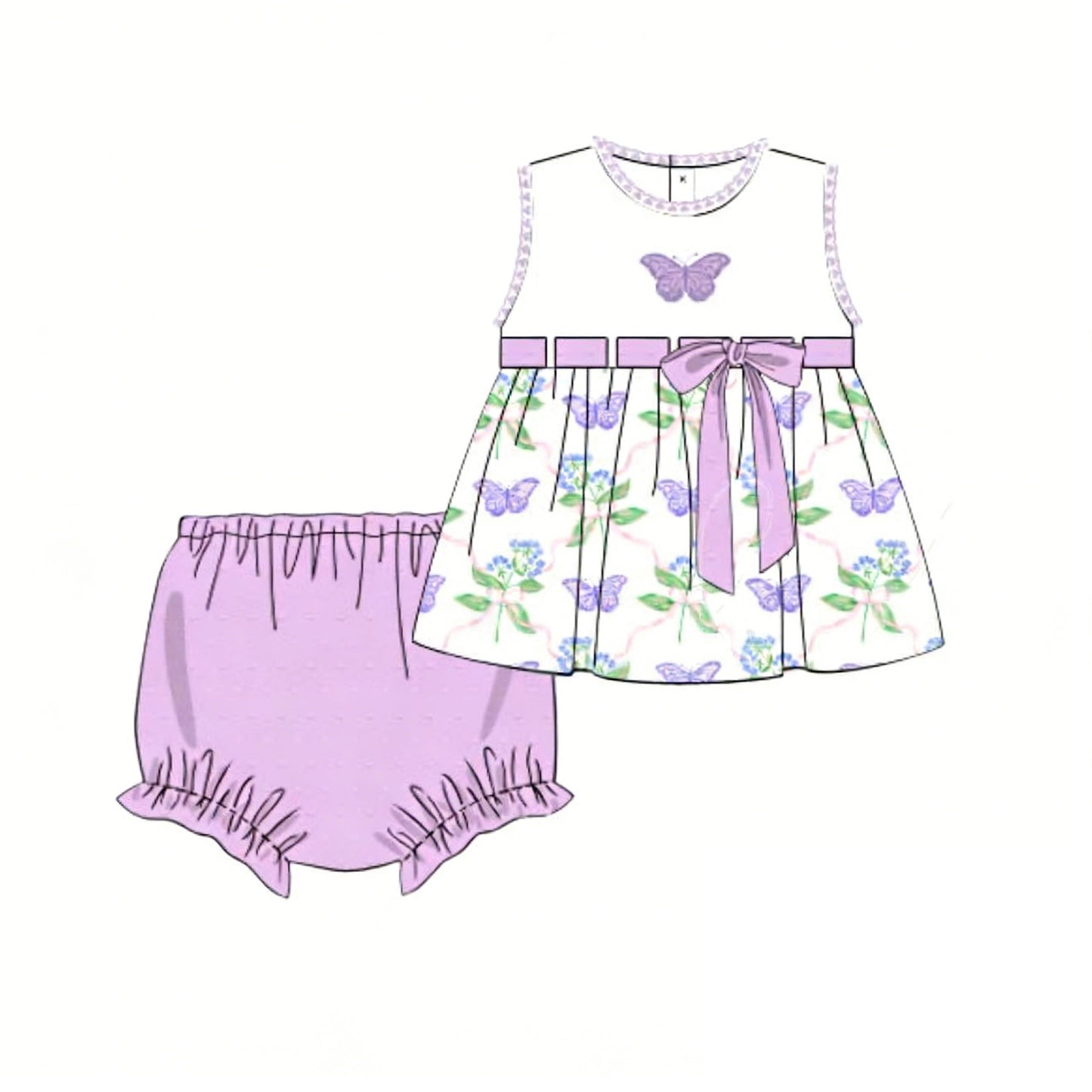 Pre-order sleeveless butterfly bummie set