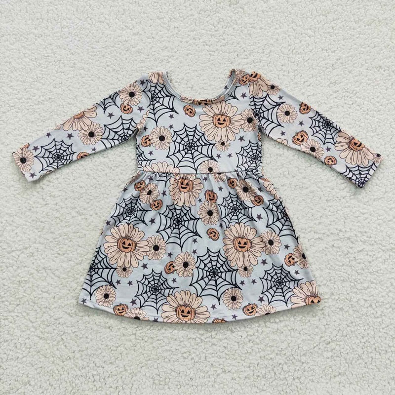 GLD0195 Sunflower Spider Web Long Sleeve Dress D 8.7