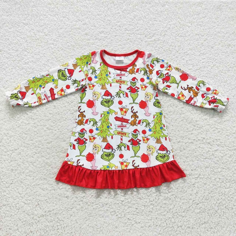 GLD0299 girl's christmas long sleeve dress