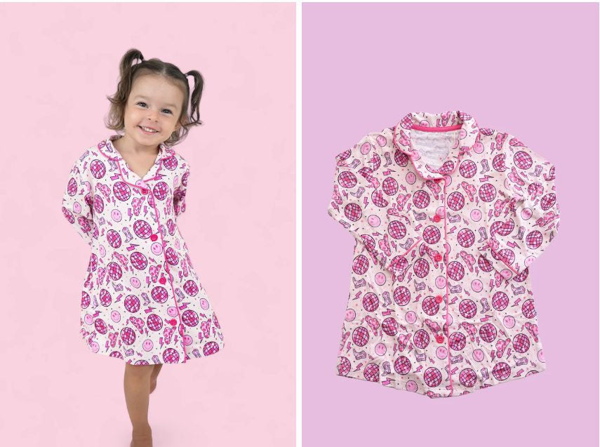 presale GLD0685 Lightning Hood Button Long Sleeve Nightgown