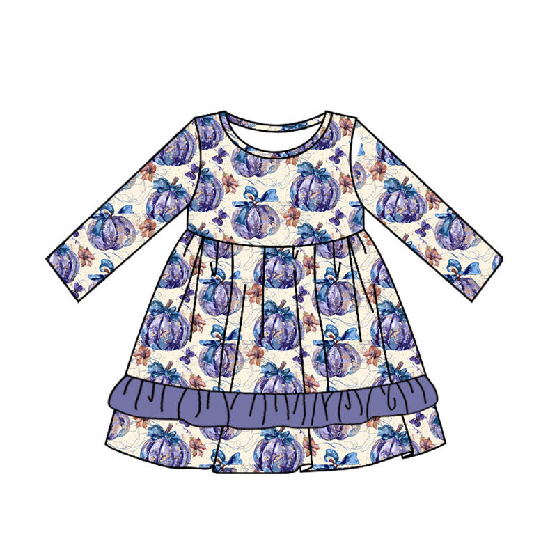 presale GLD0728 Beige long-sleeved dress with pumpkin purple lace 2024 7.19