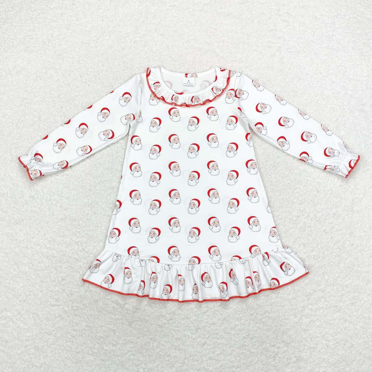 GLD0742 Santa Claus Lace Red and White Long Sleeve Dress