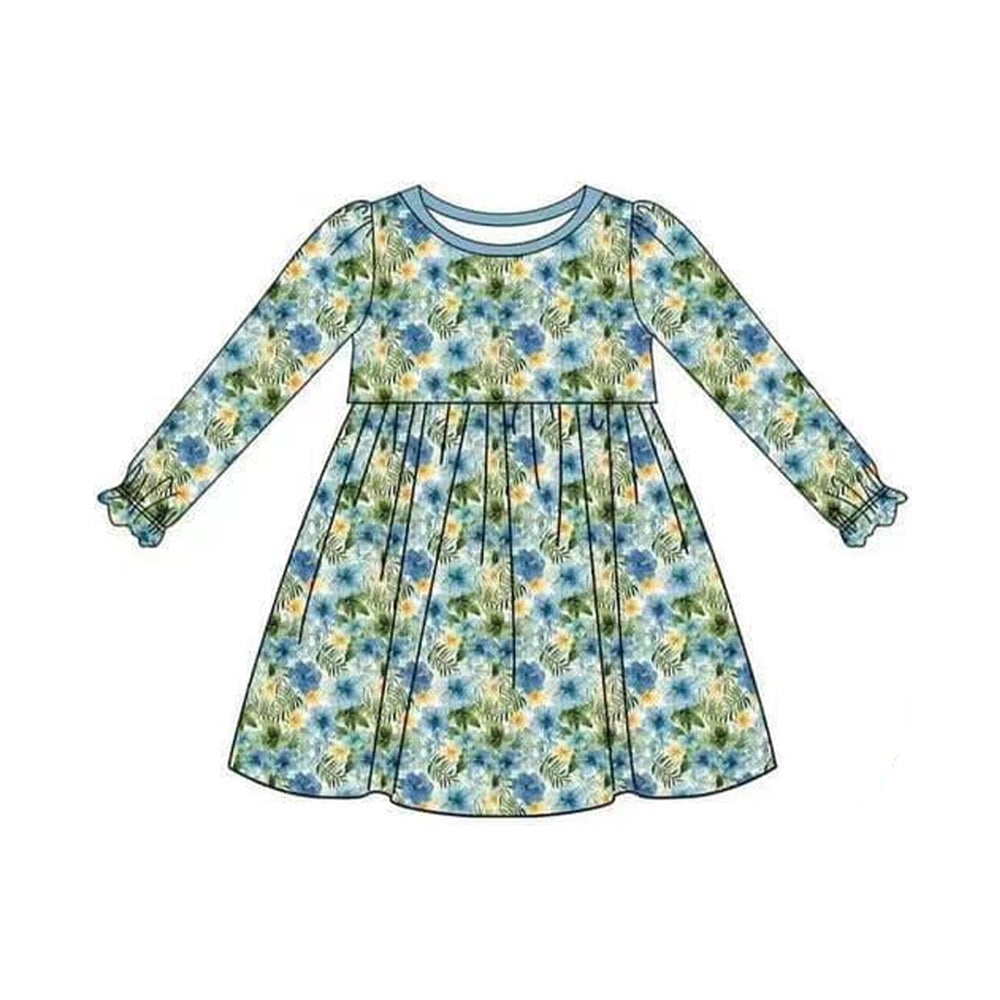 presale GLD0760 Floral blue long-sleeved dress 2024 7.25