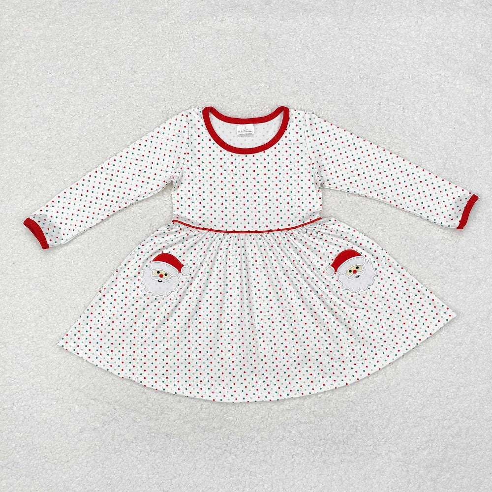 GLD0779 Santa Claus Colorful Polka Dot Long Sleeve Dress