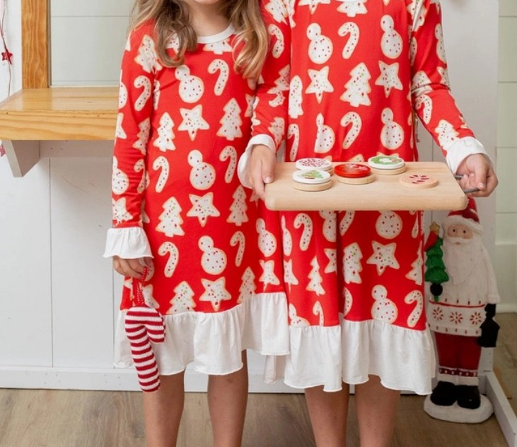presale GLD0793 Christmas Tree Cane Cookie Red and White Long Sleeve Dress 2024 8.3