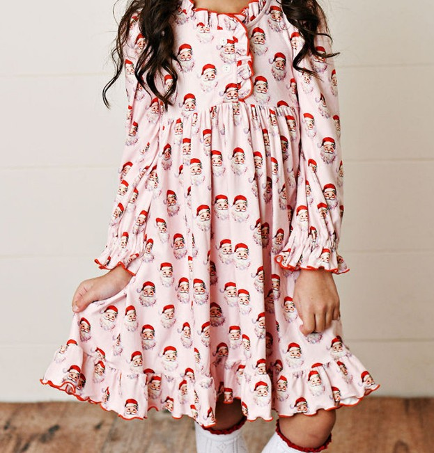 presale GLD0840 Santa Claus Pink Long Sleeve Dress 2024 8.21