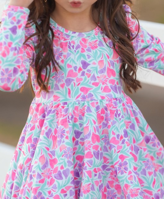 presale GLD0870 Pink and purple heart leaf white long-sleeved dress 2024 9.4