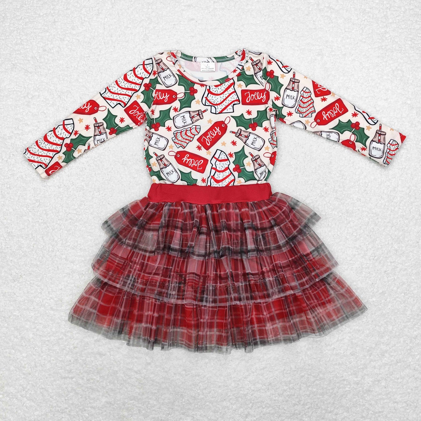 GLD0883 Baby Girls Christmas Cake Top Ruffle Skirt Clothes Sets