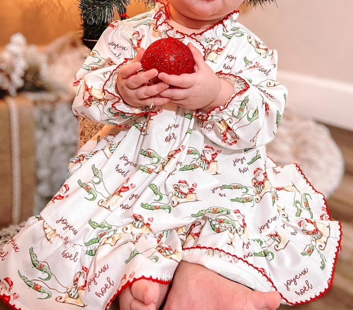 presale GLD0891 Santa Croc White Long Sleeve Dress 2024 9.9