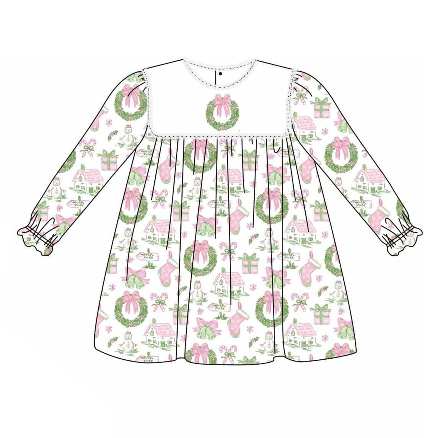 presale GLD1134 Baby Girls Long Ruffle Sleeves Gifts Bow Holly Plaid Knee Length Dresses D 6.14