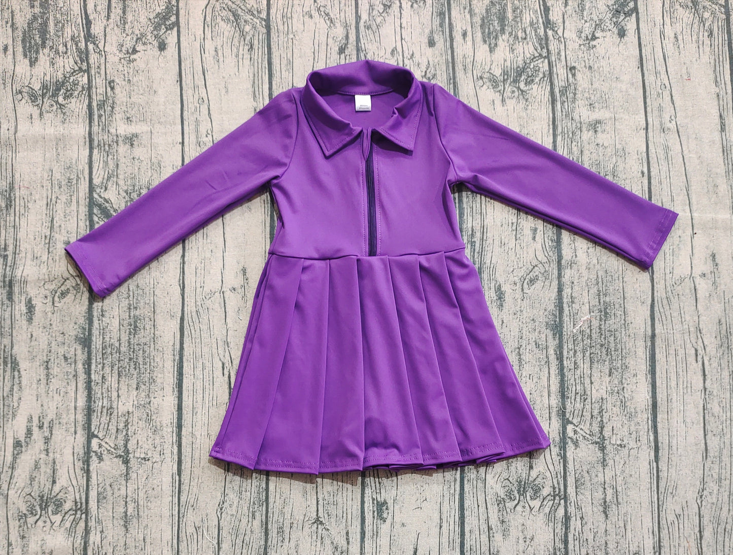presale GLD1152 Baby Girls Purple Long Sleeves Zipper Knee Length Dresses D 6.26