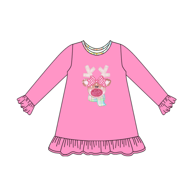 presale GLD1199 Baby Girls Long Ruffle Sleeves Stripe Turkey Knee Length Dresses D 7.11