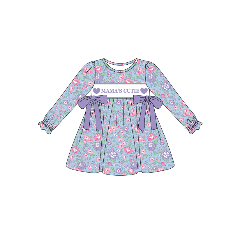 presale GLD1341 Baby Girls Mamas Cutie Flowers Bows Knee Length Dresses D 923