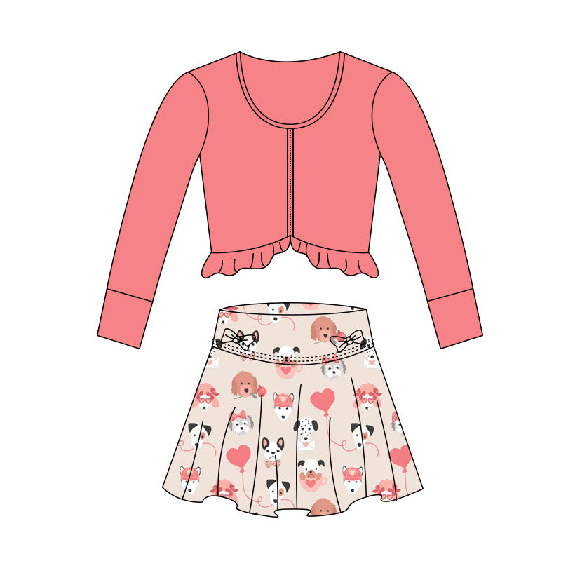 presale GLD1461 Baby Girls Peach Zipper Jackets Dogs Hearts Skirts Shorts Yoga Clothes Sets D 1118