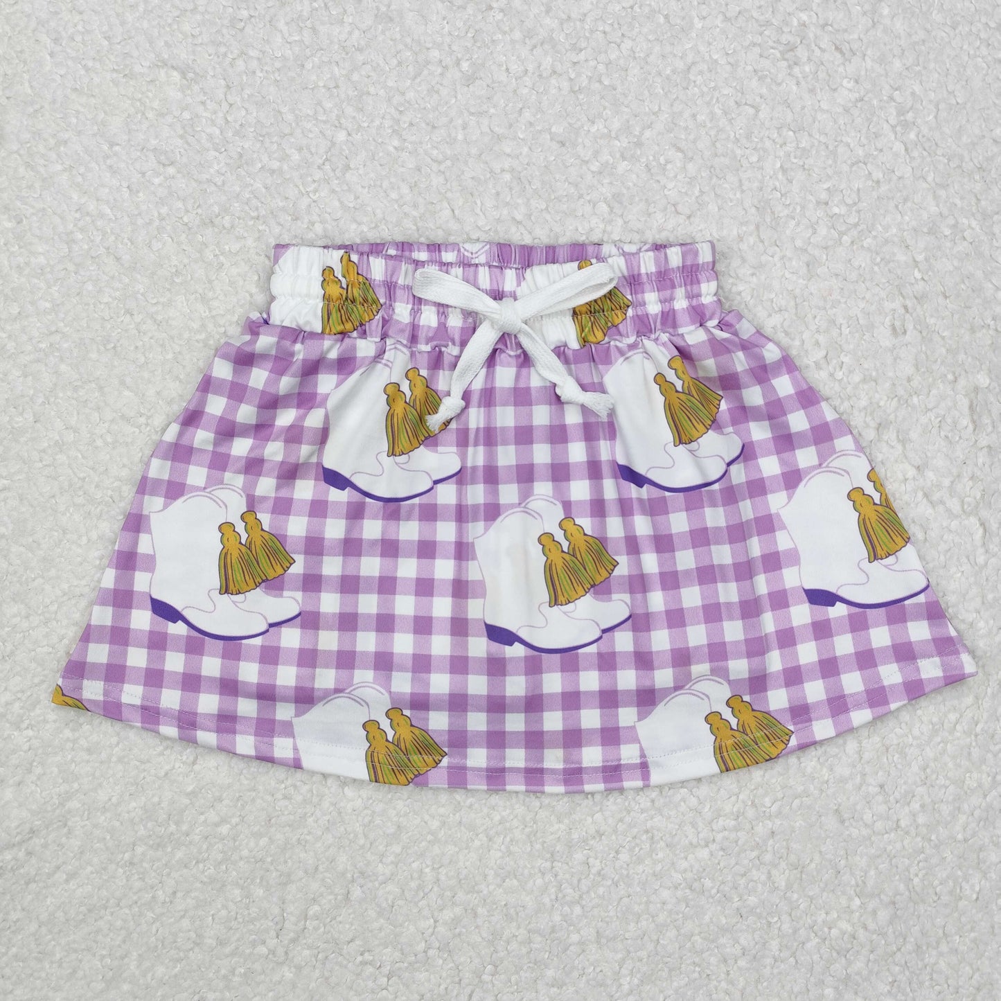GLK0035 Mardi Gras Boots Purple Plaid Tutu Skirt