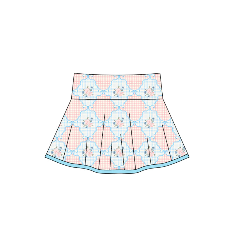 presale GLK0101 Baby Girls Pink Flowers Plaid Skirts D 5.30