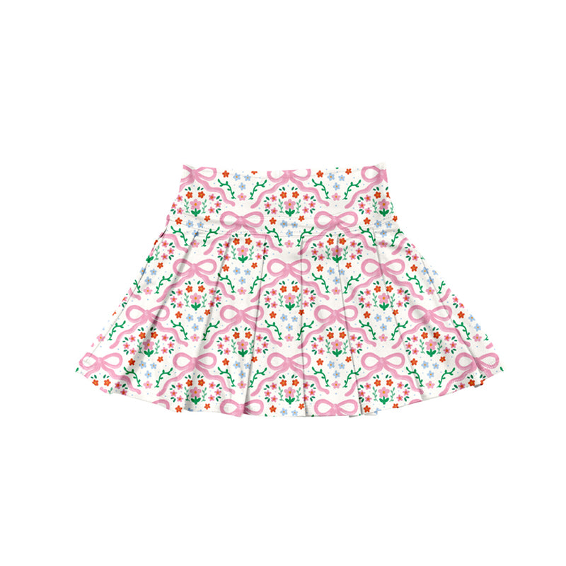 presale GLK0112 Baby Girls Pink Bows Floral Plaid Yoga Skorts Bottom D 6.21
