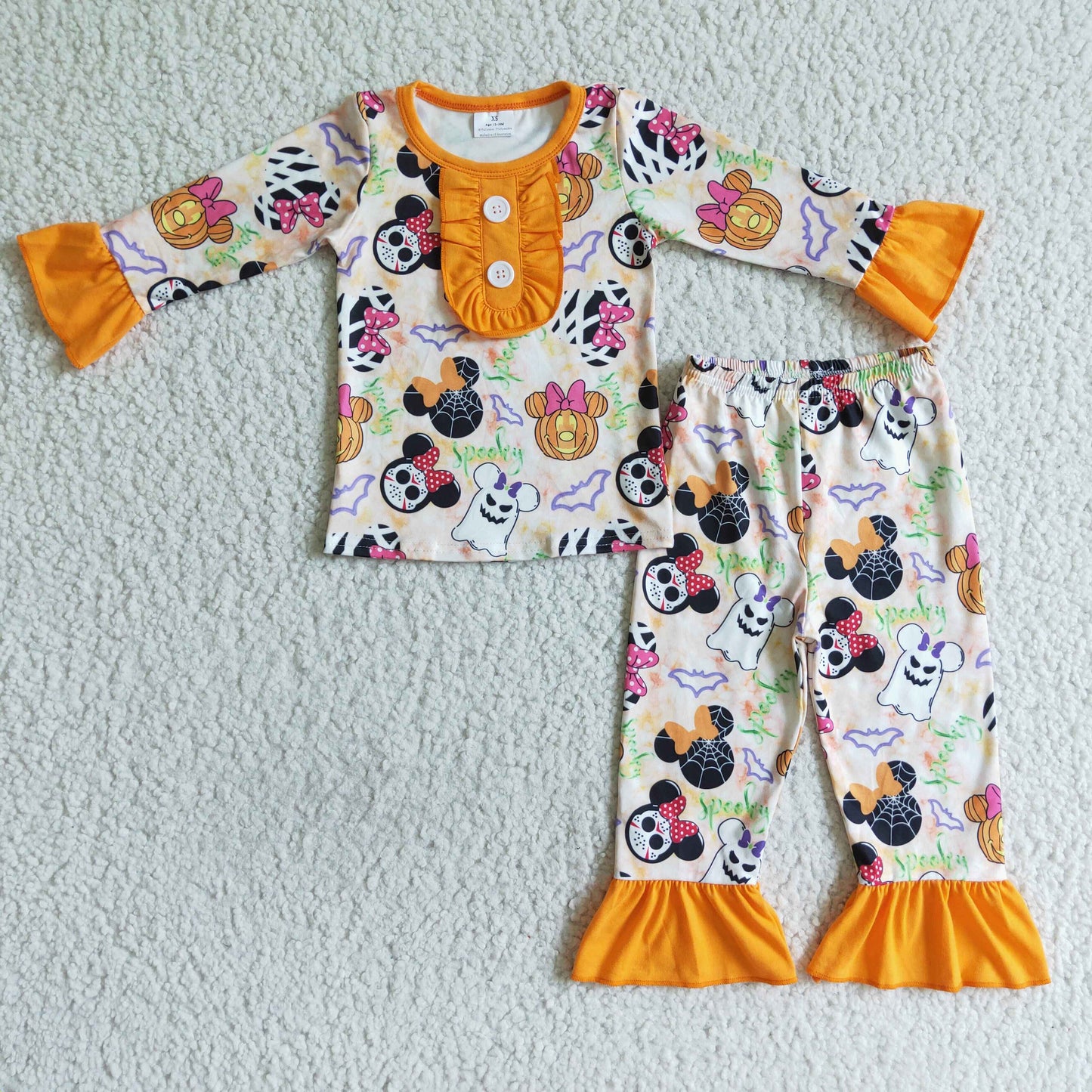 GLP0081 Girls Halloween Cartoon Long Sleeve Pants Set