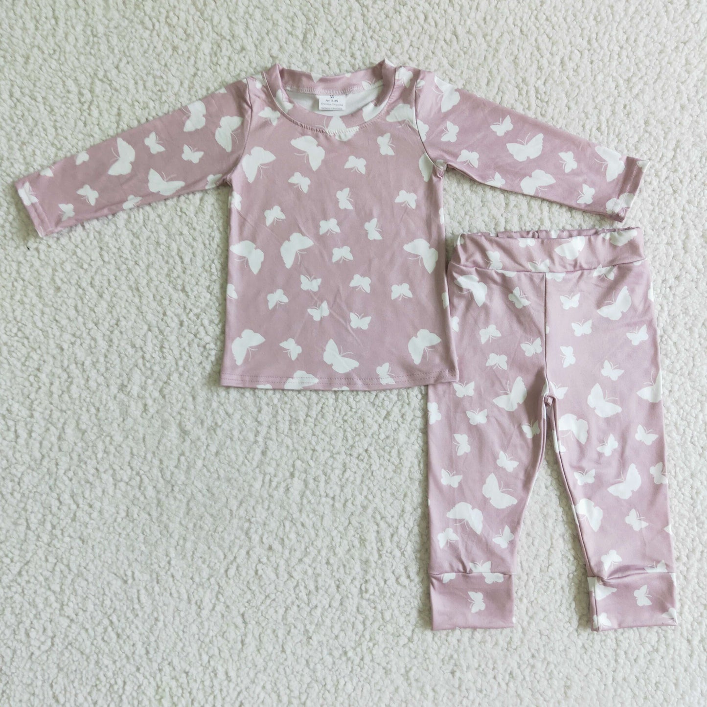 GLP0194 Girls Pink Butterfly Long Sleeve Pant Suit