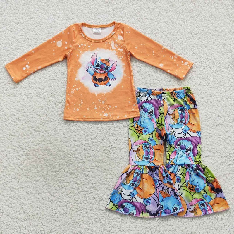GLP0677 Cartoon Pumpkin Cartoon Orange Long Sleeve Trousers Suit