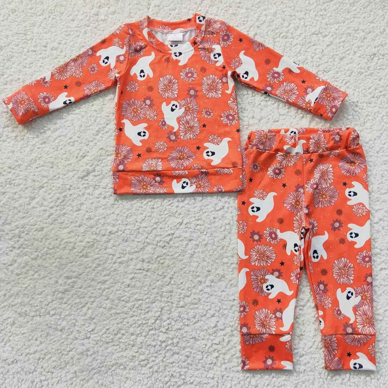 GLP0719 Ghost Blossom Orange Long Sleeve Trouser Set