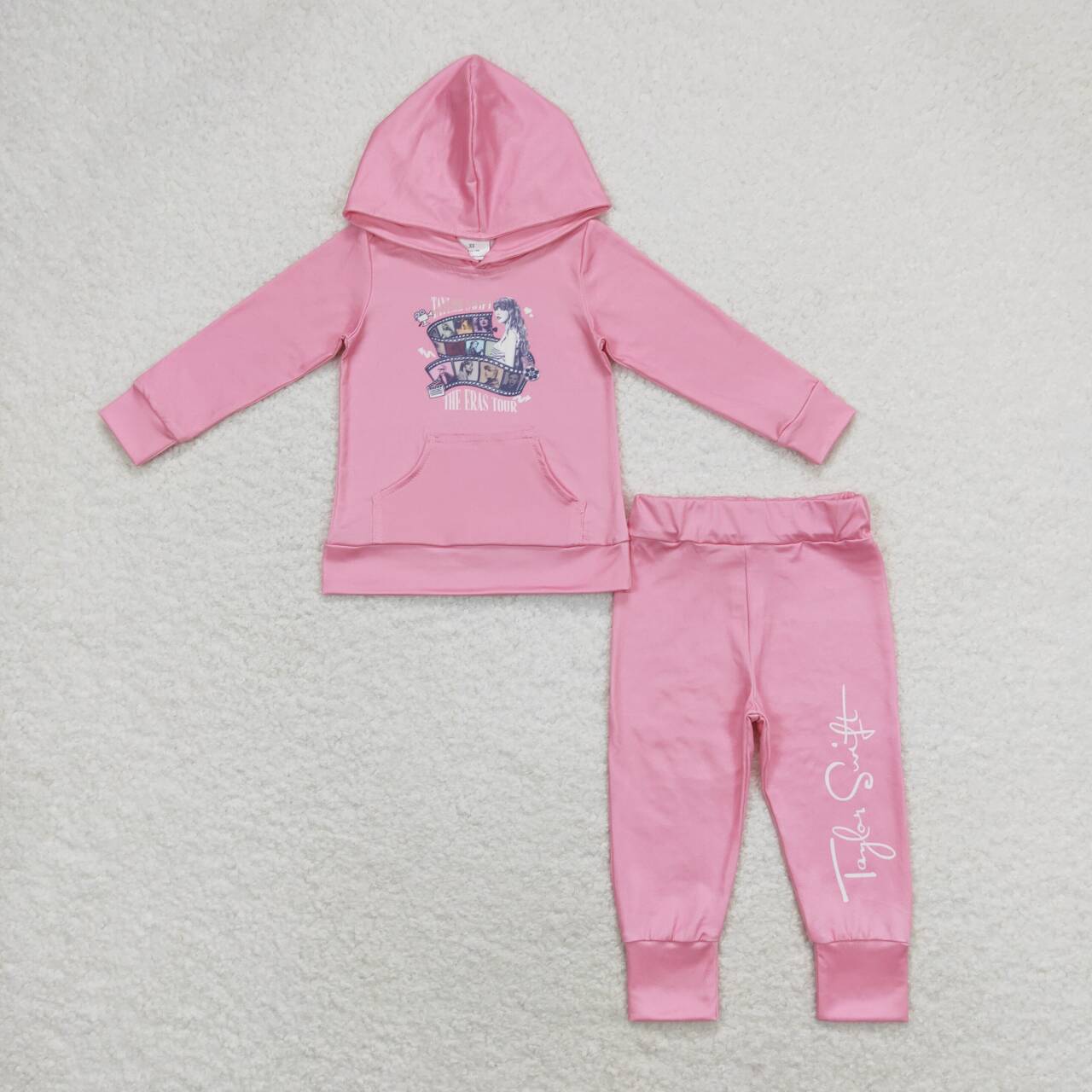 GLP1170 Film pink hooded long sleeve trousers suit