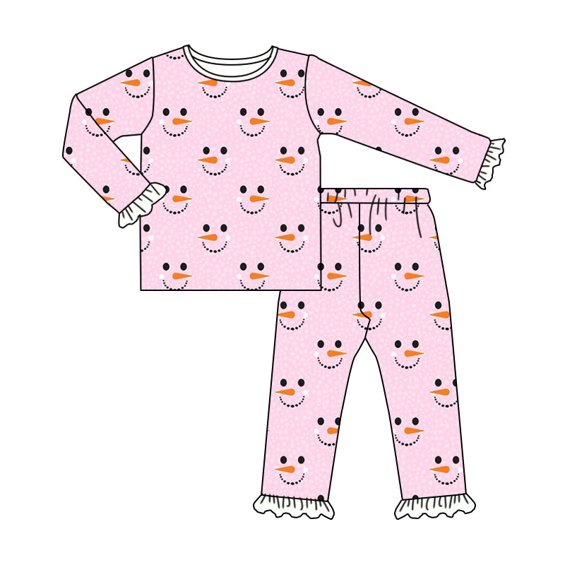 presale GLP1313 Snowman Pink Long Sleeve Long Pants Pajama Set