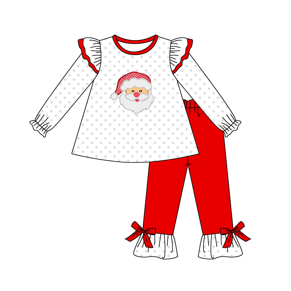 presale GLP1317 Santa Claus Polka Dot White Long Sleeve Red Pants Suit