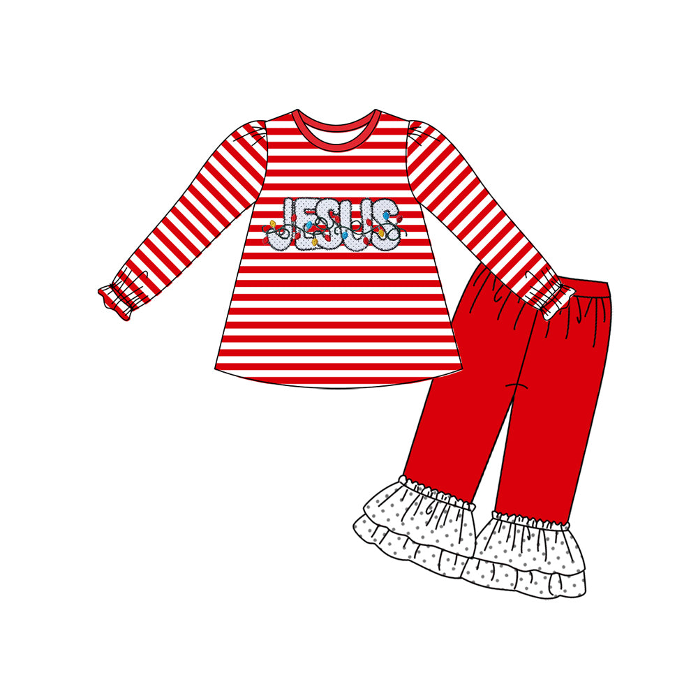 GLP1392 Red Light Stripe Long Sleeve Pants Set