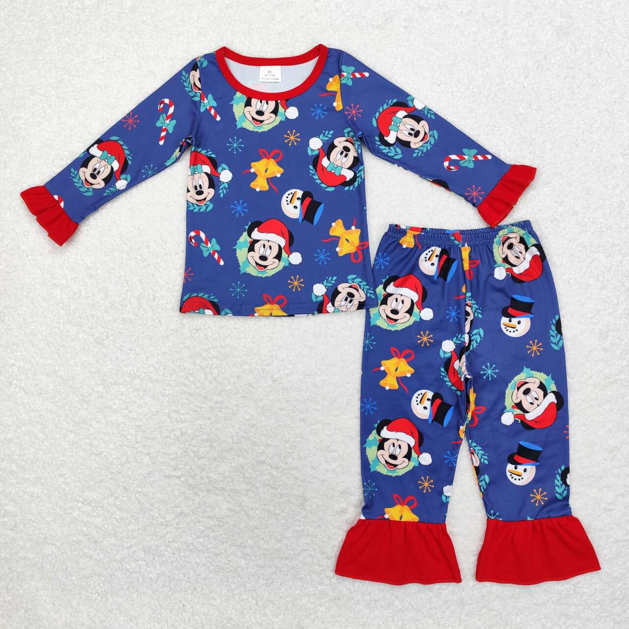 GLP1537 Christmas Lace Navy Blue Long Sleeve Long Pants Pajama Set
