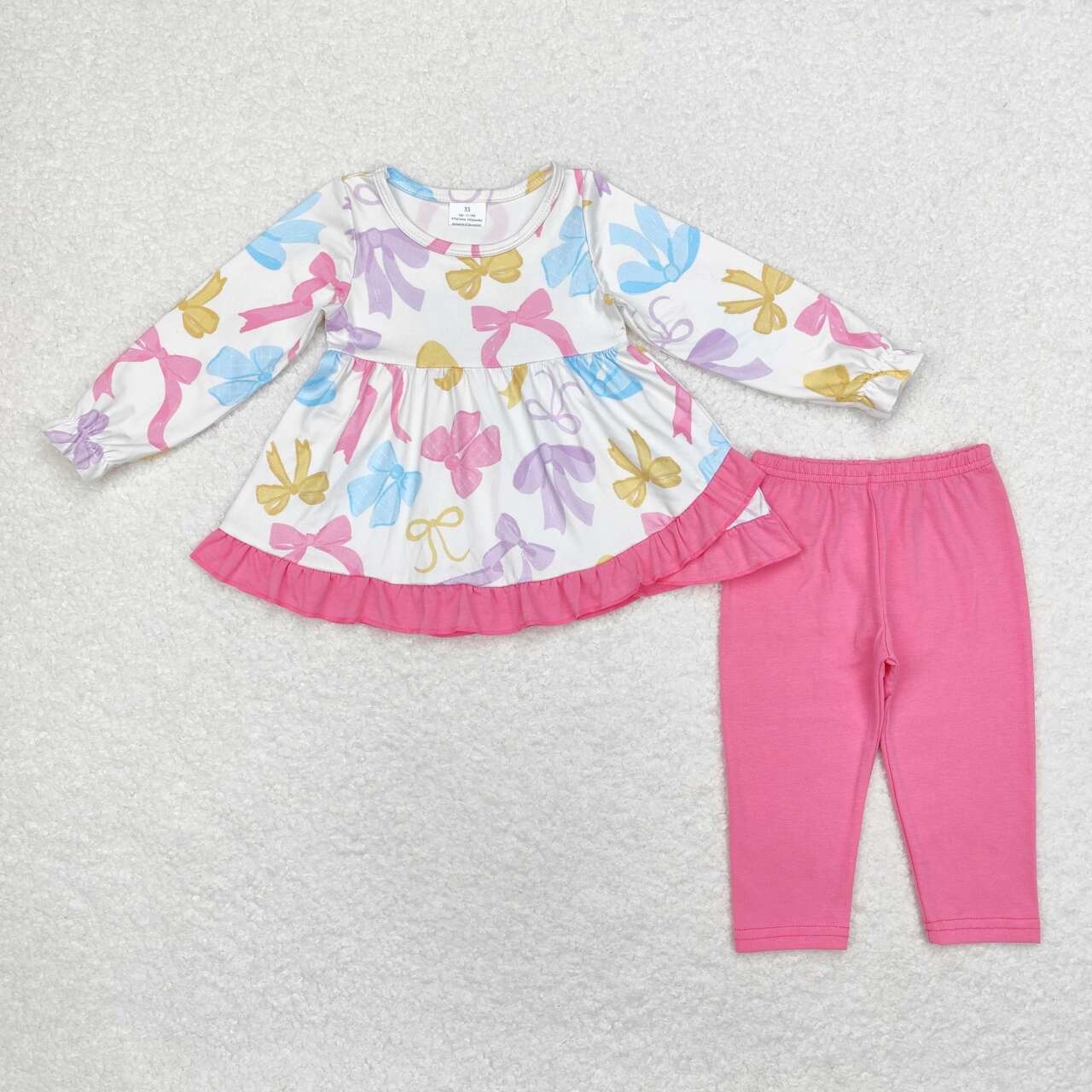 GLP1561 Pink lace long-sleeved trousers set with bow pattern