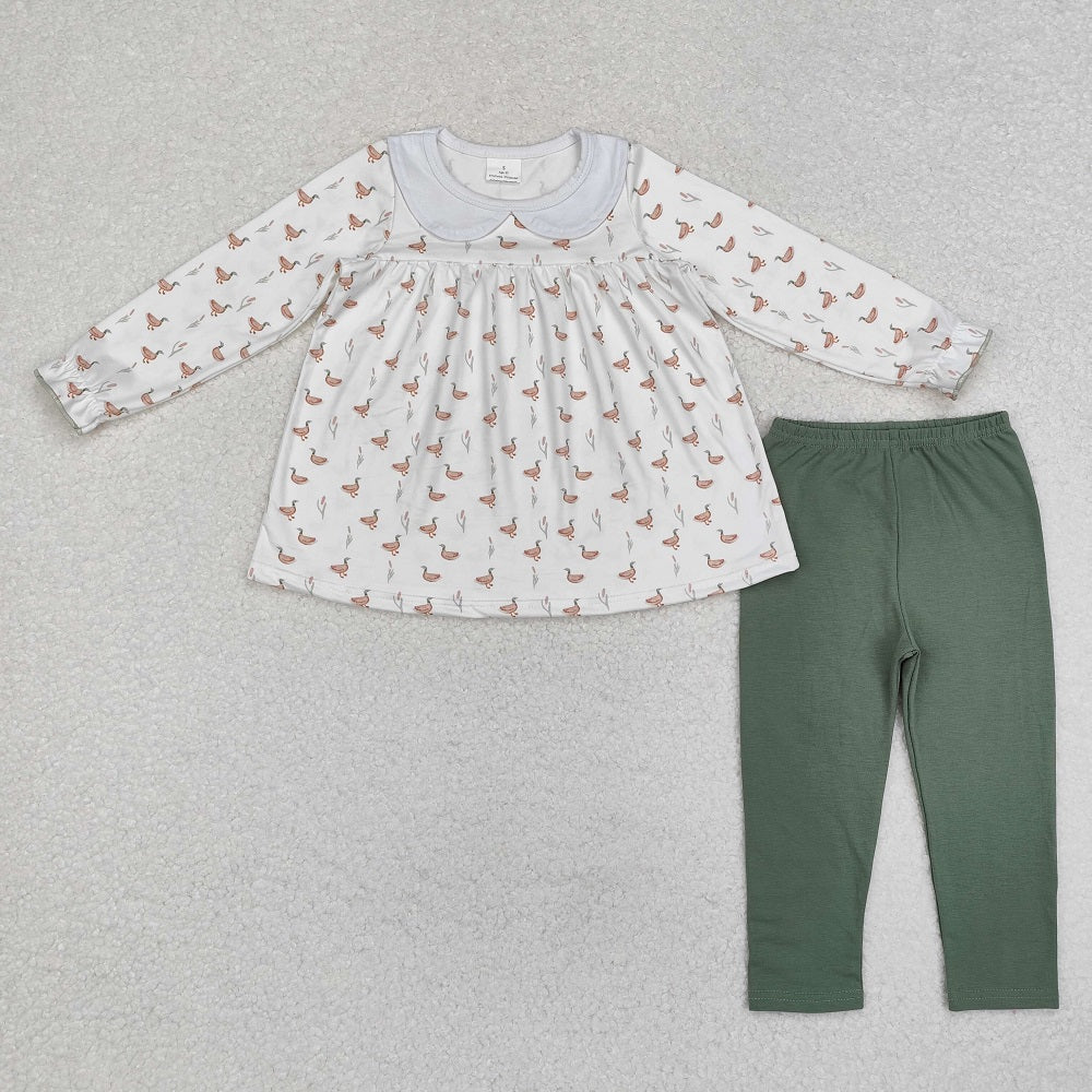 GLP1598 Duck White Long Sleeve Green Pants Suit