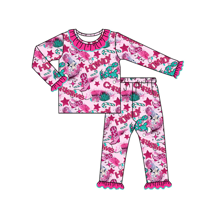 presale GLP1644 Star Cactus Boots Rose Red Lace Long Sleeve Long Pants Pajama Set 2024 7.22