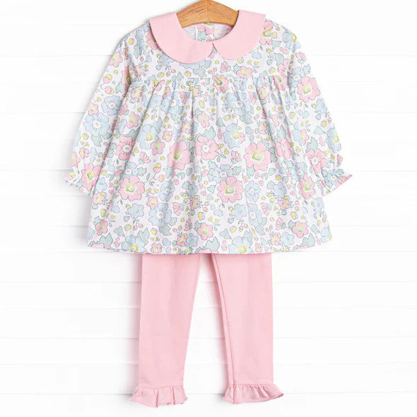 presale GLP1723 Light blue floral doll collar long sleeve trousers suit 2024 8.1
