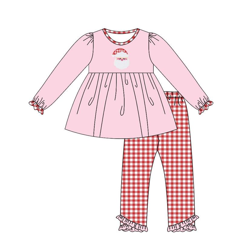 presale GLP1777 Santa Claus Pink Long Sleeve Red Plaid Trousers Suit 2024 8.10