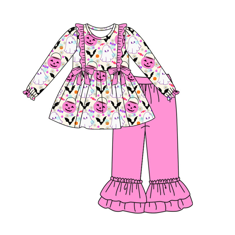 presale GLP1813 Halloween Ghost Bat Candy Rose Red Lace Bowknot Long Sleeve Pants Suit 2024 8.15