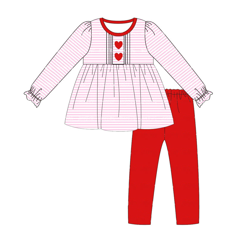 presale GLP1874 Red heart pink striped long-sleeved trousers suit 2024 8.28