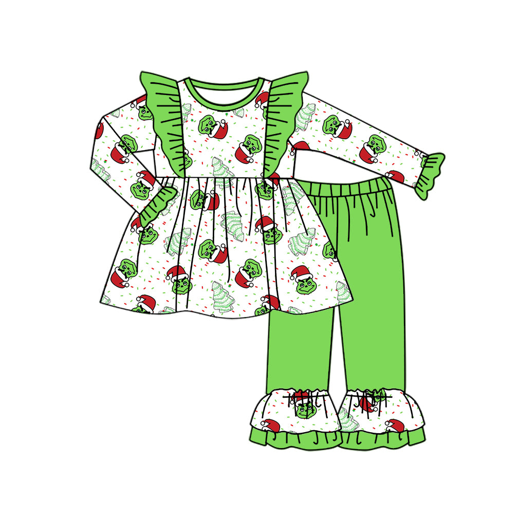 presale GLP1933 Christmas tree green lace white long sleeve trousers suit 2024 9.4