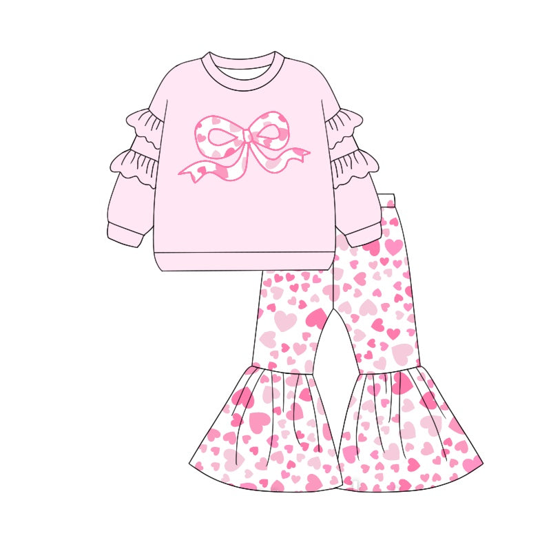 presale GLP1951 Pink lace long-sleeved trousers set with bow pattern 2024 9.7