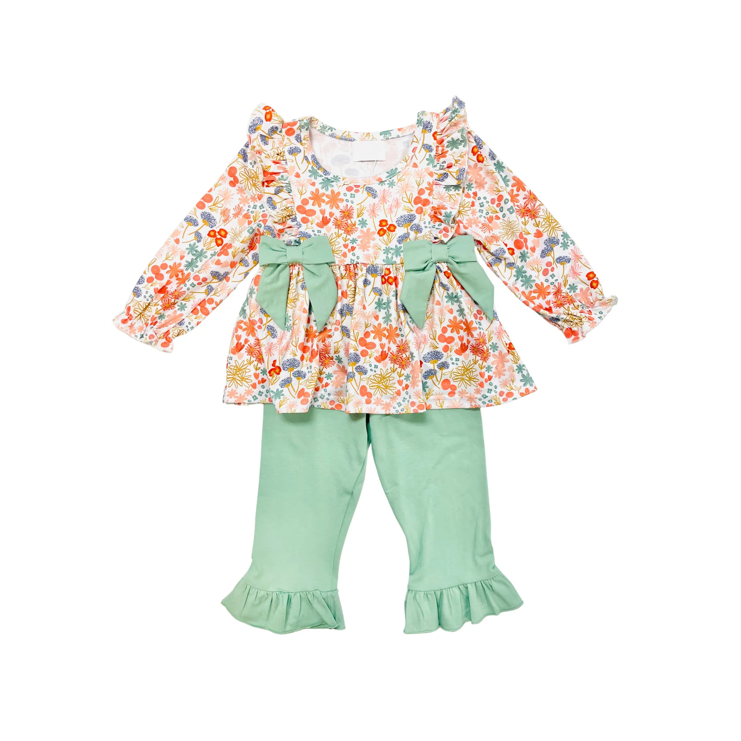presale GLP1967 Flower Dandelion Green Bow White Long Sleeve Pants Set 2024 9.9