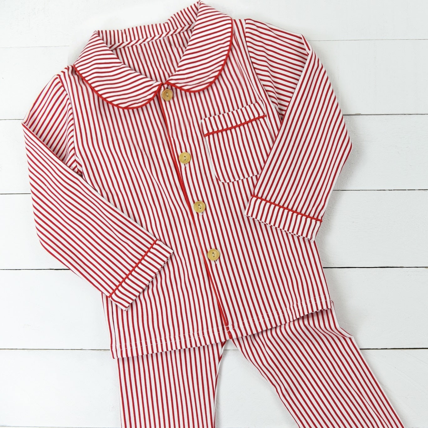 presale GLP2053 Girls Christmas Red Striped Long Sleeve Long Pants Pajama Set 2024 9.18
